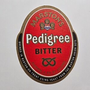 Marston's Pedigree Bitter Beer Label Brewed‎ in Burton-on-Trent, UK